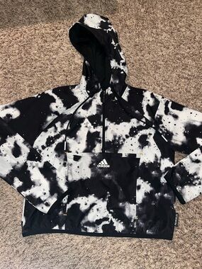adidas Kids Black & White Tie-Dye Hooded Anorak